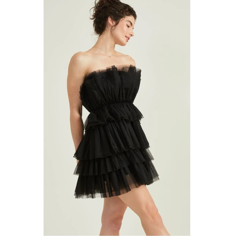 Altar'd State Daria Tulle Black Mini Dress Small Ballerina Fairy WhimsiGoth Punk - Picture 5 of 15